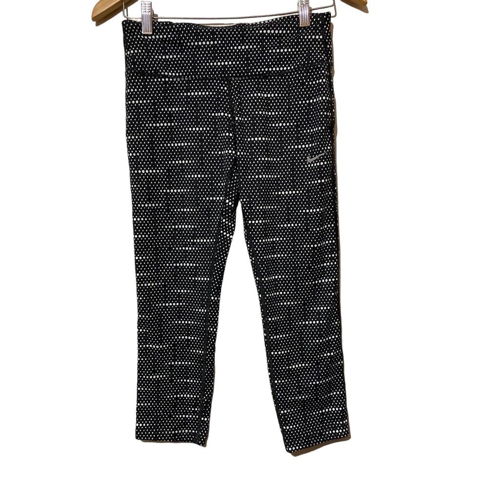 Nike Dri Fit Black White Polka Dot Cropped Leggings Size S